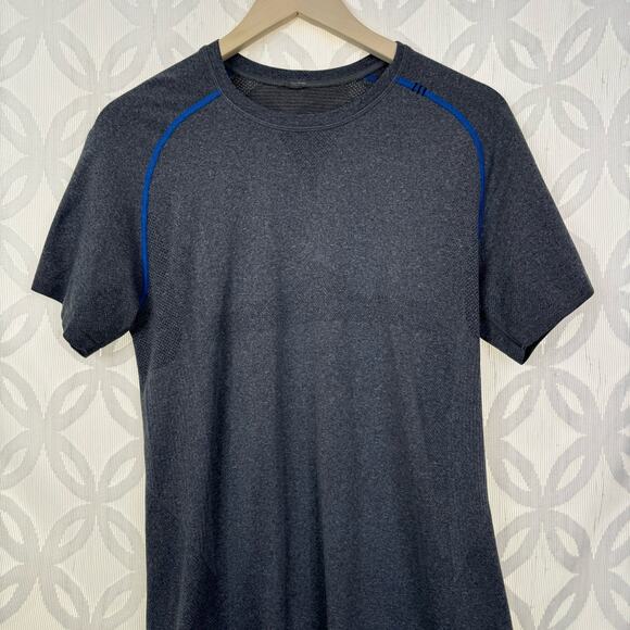 Lululemon Metal Vent Tech Mens Short Sleeve T-shirt Sz S Heathered Gray Blue - Picture 5 of 7